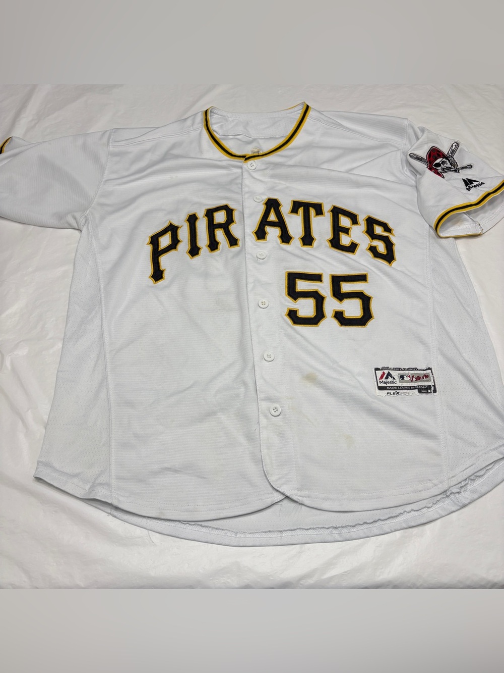 Majestic Flex Base Josh Bell #55 Pittsburgh Pirates White Jersey Mens 44 Large